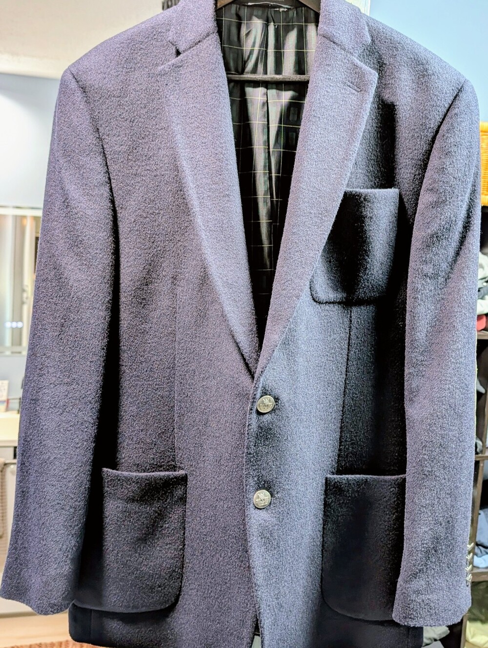 IZOD Men's Blazer Sport Coat Jacket 40R Wool Blend Tartan Lined 2-Button Classic